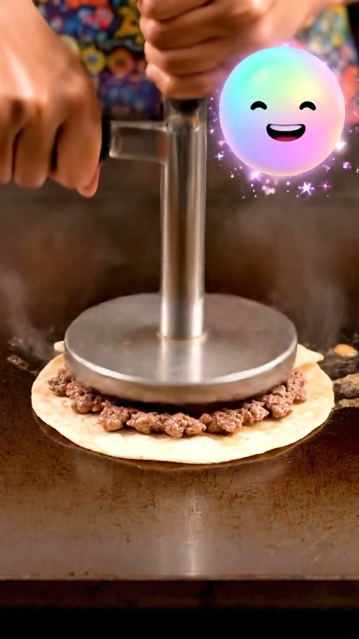 Smash burger tacos on the griddle