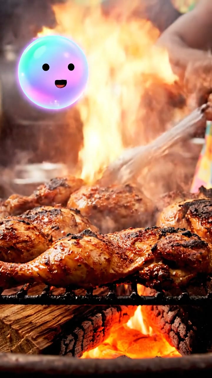 The fiery smoke of jerk chicken