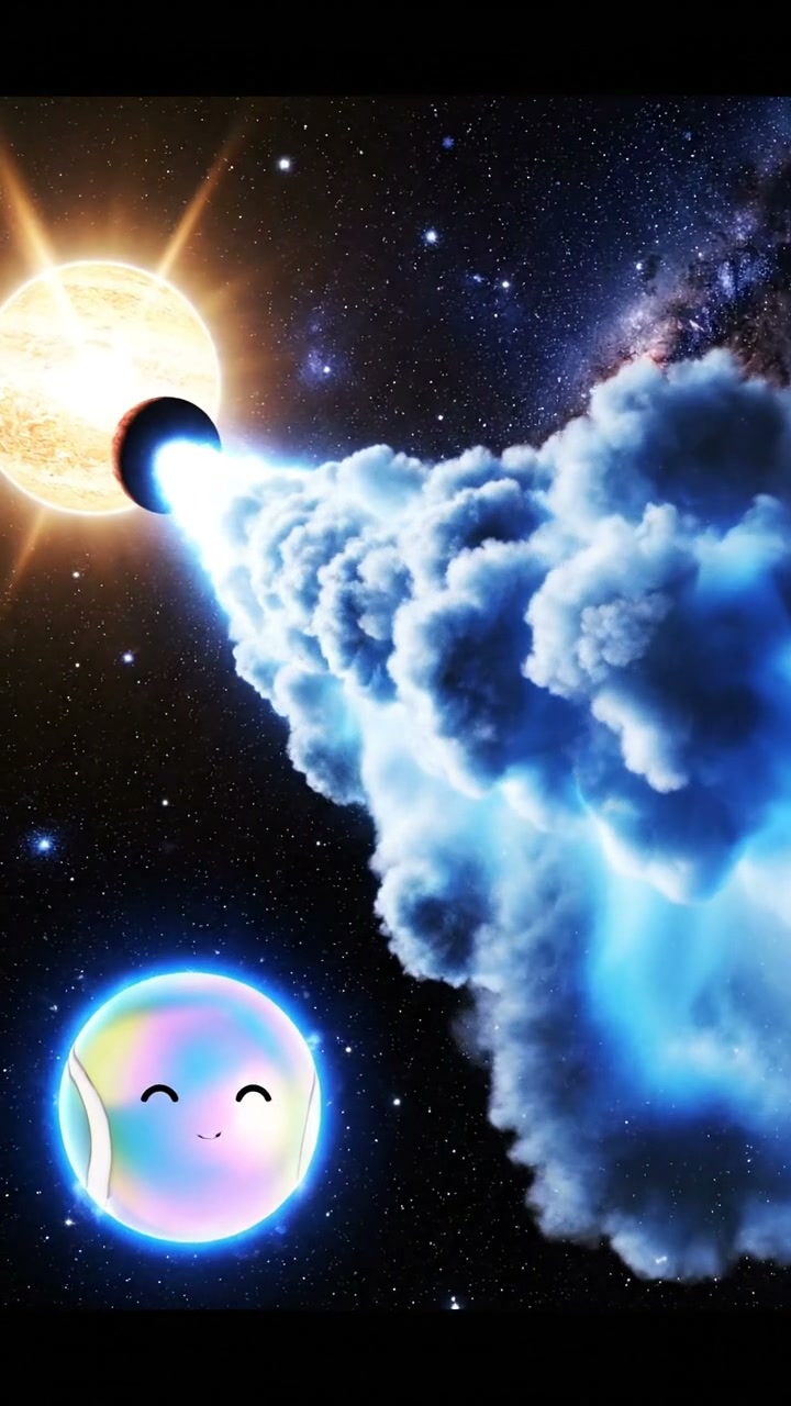 The planet with a tail like a comet